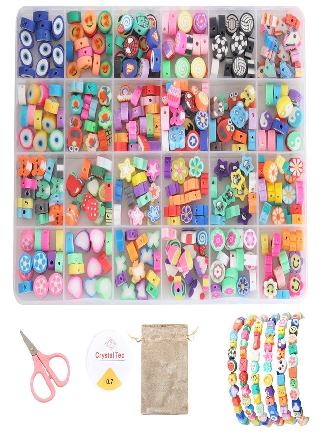 ambitieux DIY Bracelet Making Kit - 350+ Pieces of Colorful Beads, 10M Elastic Thread, Jute Bag, And Cutter - Gift For Girls Birthdays (Cute Designer Beads),Multicolor - Image 1